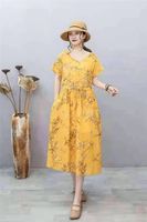 Women's Swing Dress Casual Vintage Style V Neck Printing Short Sleeve Printing Midi Dress Daily sku image 17