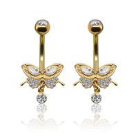 Classic Style Butterfly Stainless Steel Copper Plating Inlay Zircon White Gold Plated Gold Plated Belly Ring main image 3