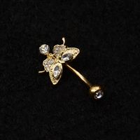 Classic Style Butterfly Stainless Steel Copper Plating Inlay Zircon White Gold Plated Gold Plated Belly Ring main image 4