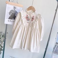 Princess Cute Solid Color Flower Cotton Girls Dresses main image 4