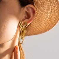 1 Pair Ig Style Heart Shape Tassel Plating Stainless Steel 18k Gold Plated Drop Earrings main image 4