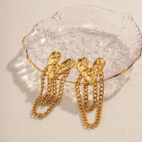 1 Pair Ig Style Heart Shape Tassel Plating Stainless Steel 18k Gold Plated Drop Earrings main image 1