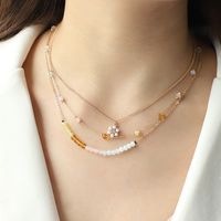 Sweet Flower Artificial Crystal Copper Wholesale Three Layer Necklace main image 5
