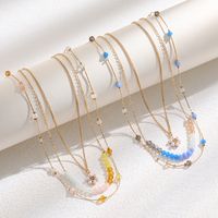 Sweet Flower Artificial Crystal Copper Wholesale Three Layer Necklace main image 1