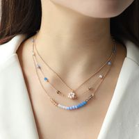 Sweet Flower Artificial Crystal Copper Wholesale Three Layer Necklace main image 2