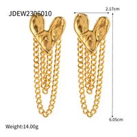 1 Pair Ig Style Heart Shape Tassel Plating Stainless Steel 18k Gold Plated Drop Earrings sku image 2