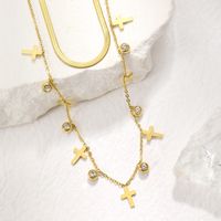 Stainless Steel Hip-Hop Plating Inlay Cross Rhinestones Necklace main image 4