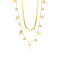 Stainless Steel Hip-Hop Plating Inlay Cross Rhinestones Necklace main image 2