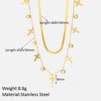 Stainless Steel Hip-Hop Plating Inlay Cross Rhinestones Necklace sku image 1