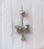 Classic Style Butterfly Stainless Steel Copper Plating Inlay Zircon White Gold Plated Gold Plated Belly Ring main image 2