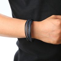 Classical Simple Style Solid Color Solid Color Alloy Handmade Men's Wristband main image 5