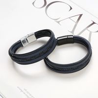 Classical Simple Style Solid Color Solid Color Alloy Handmade Men's Wristband main image 4