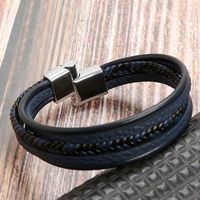 Classical Simple Style Solid Color Solid Color Alloy Handmade Men's Wristband main image 3