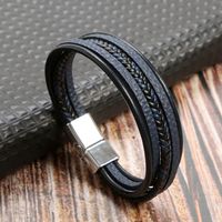 Classical Simple Style Solid Color Solid Color Alloy Handmade Men's Wristband sku image 1