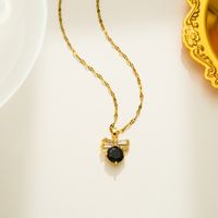 Simple Style Bow Knot Stainless Steel Plating Inlay Zircon 18k Gold Plated Pendant Necklace sku image 3