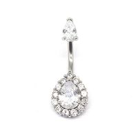 Simple Style Heart Shape Stainless Steel Rhinestone Zircon White Gold Plated Belly Ring sku image 1