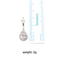 Simple Style Heart Shape Stainless Steel Rhinestone Zircon White Gold Plated Belly Ring main image 3