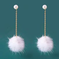 1 Pair Modern Style Hairball Tassel Alloy Drop Earrings main image 5