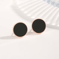 1 Pair Commute Circle Eye Plating Stainless Steel Resin Rose Gold Plated Ear Studs sku image 1