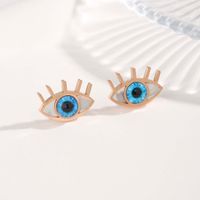 1 Pair Commute Circle Eye Plating Stainless Steel Resin Rose Gold Plated Ear Studs sku image 3