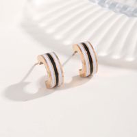 1 Pair Commute Circle Eye Plating Stainless Steel Resin Rose Gold Plated Ear Studs sku image 2
