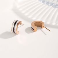 1 Pair Commute Circle Eye Plating Stainless Steel Resin Rose Gold Plated Ear Studs main image 4