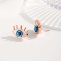 1 Pair Commute Circle Eye Plating Stainless Steel Resin Rose Gold Plated Ear Studs main image 5
