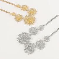 Wholesale Jewelry Vintage Style Tropical Sunflower Flower Alloy Iron Alloy Chain Pendant Necklace main image 3