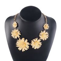 Wholesale Jewelry Vintage Style Tropical Sunflower Flower Alloy Iron Alloy Chain Pendant Necklace main image 2