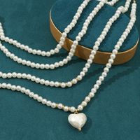 Sweet Solid Color Imitation Pearl Baroque Pearls Wholesale Layered Necklaces main image 3