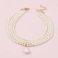 Sweet Solid Color Imitation Pearl Baroque Pearls Wholesale Layered Necklaces sku image 1