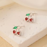 1 Paire Mignon Fruit Pomme Grain De Raisin Incruster Le Cuivre Zircon Plaqué Or K Plaqué Rhodium Boucles D'Oreilles main image 6