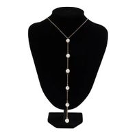 Classic Style Solid Color Imitation Pearl Alloy Wholesale Long Necklace main image 4