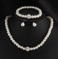 Französische Art Einfarbig Imitationsperle Perlen Frau Armbänder Ohrringe Halskette main image 1