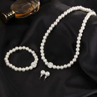 Französische Art Einfarbig Imitationsperle Perlen Frau Armbänder Ohrringe Halskette main image 3
