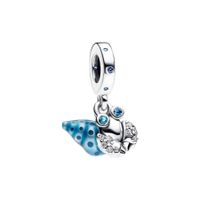 Cute Hermit Crab Sterling Silver Inlay Zircon Charms main image 2