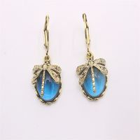 1 Pair Casual Ethnic Style Oval Dragonfly Plating Inlay Alloy Crystal Drop Earrings main image 2