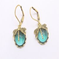 1 Pair Casual Ethnic Style Oval Dragonfly Plating Inlay Alloy Crystal Drop Earrings main image 5