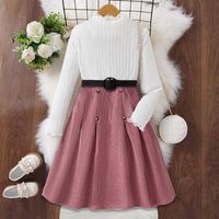 Preppy Style Streetwear Solid Color Polyester Girls Dresses sku image 15