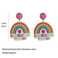 1 Pair Sweet Simple Style Letter Rainbow Heart Shape Stainless Steel Arylic Resin Drop Earrings main image 4