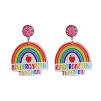 1 Pair Sweet Simple Style Letter Rainbow Heart Shape Stainless Steel Arylic Resin Drop Earrings main image 3