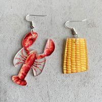 1 Pair Vacation Corn Lobster Arylic Iron Ear Hook main image 4
