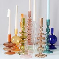 Creative Simple Glass Candlestick Vase Crafts Living Room And B & B Table Decoration Dried Flower Arrangement main image 1