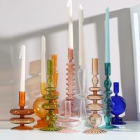 Creative Simple Glass Candlestick Vase Crafts Living Room And B & B Table Decoration Dried Flower Arrangement main image 2