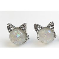 Fashion Unicorn Cat Alloy Diamond Artificial Gemstones Ear Studs 1 Pair sku image 32