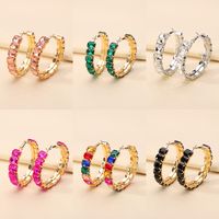 1 Pair Elegant Glam Luxurious Round Inlay Ferroalloy Glass Hoop Earrings main image 9