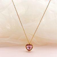 304 Stainless Steel 14K Gold Plated Vintage Style Luxurious Plating Inlay Heart Shape Zircon sku image 8