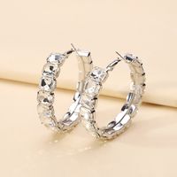1 Pair Elegant Glam Luxurious Round Inlay Ferroalloy Glass Hoop Earrings sku image 3