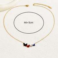 201 Stainless Steel 18K Gold Plated Fairy Style Sweet Plating Inlay Butterfly Rhinestones Glass Necklace main image 2