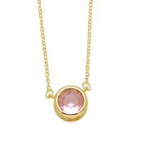 Simple Style Round Copper 18k Gold Plated Zircon Pendant Necklace In Bulk sku image 4